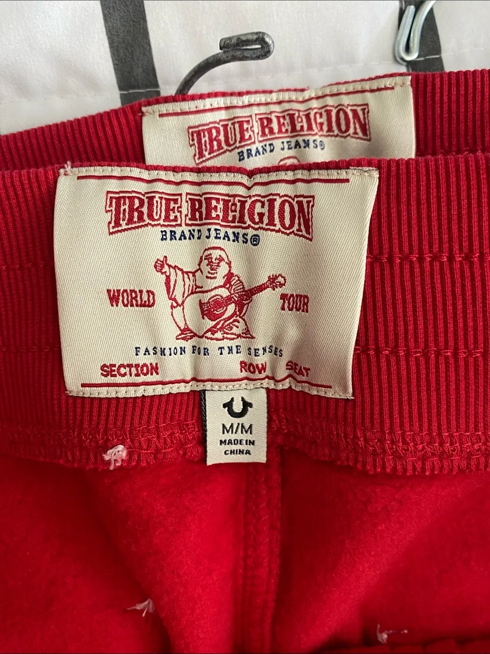 True Religion M Red Logo Flared Sweatpants with Elastic Waistband